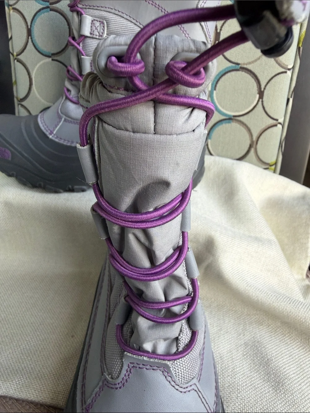 The North Face Gray and Purple Kids Snow Boots Size 4 Girls